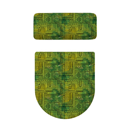 Green And Black African Ethnic Print Toilet Lid And Tank Cover Set