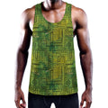 Green And Black African Ethnic Print Men's Workout Tank Top