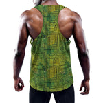 Green And Black African Ethnic Print Training Tank Top