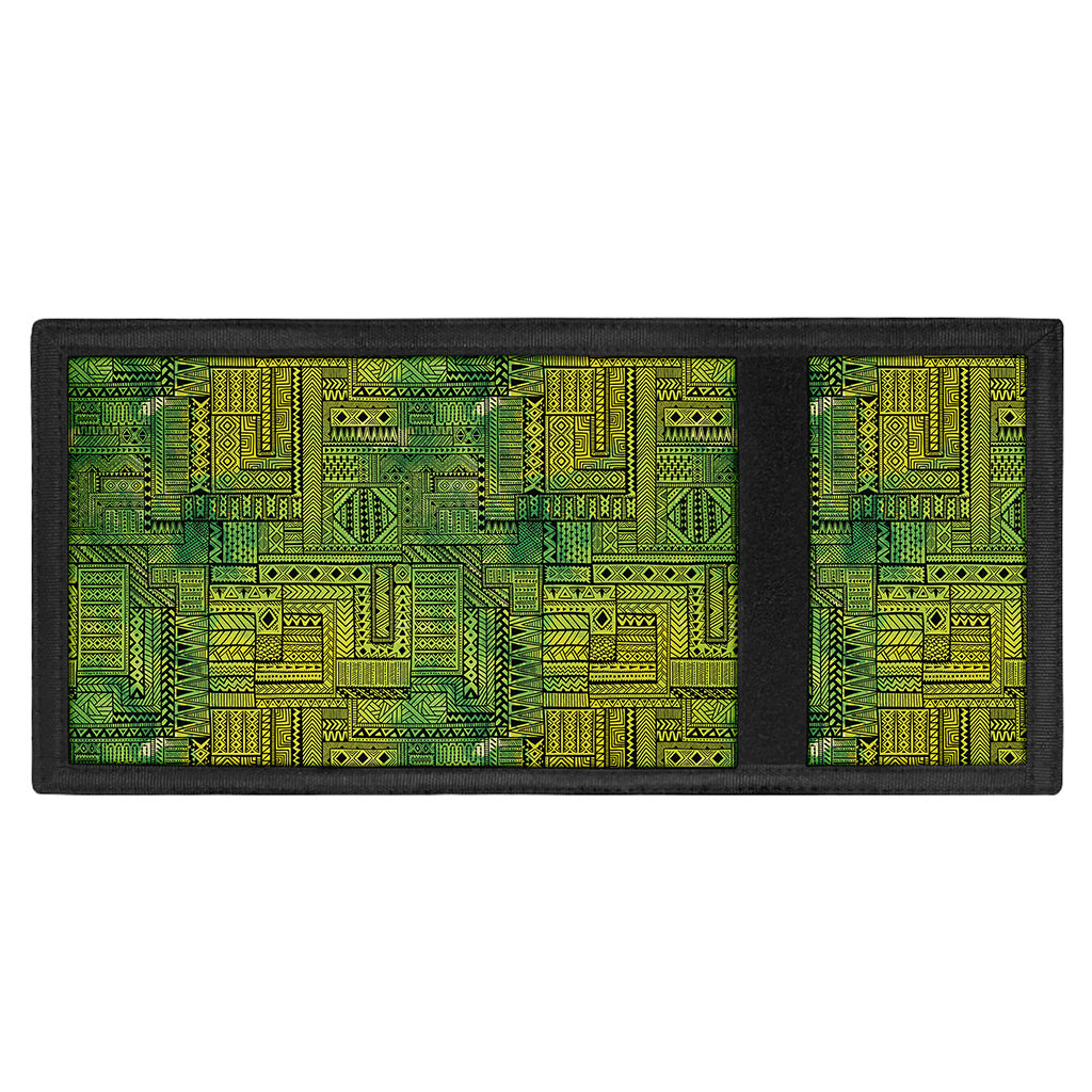 Green And Black African Ethnic Print Trifold Wallet