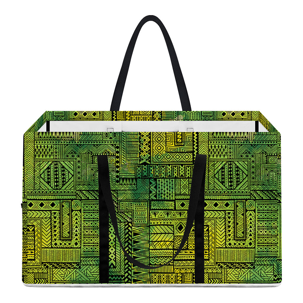 Green And Black African Ethnic Print Utility Tote Bag