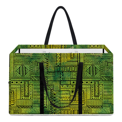 Green And Black African Ethnic Print Utility Tote Bag