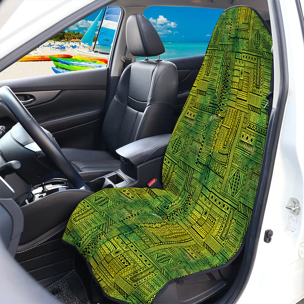 Green And Black African Ethnic Print Waterproof Car Seat Cover