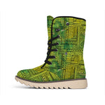 Green And Black African Ethnic Print Winter Boots