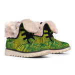Green And Black African Ethnic Print Winter Boots