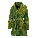Green And Black African Ethnic Print Women's Bathrobe