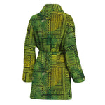 Green And Black African Ethnic Print Women's Bathrobe