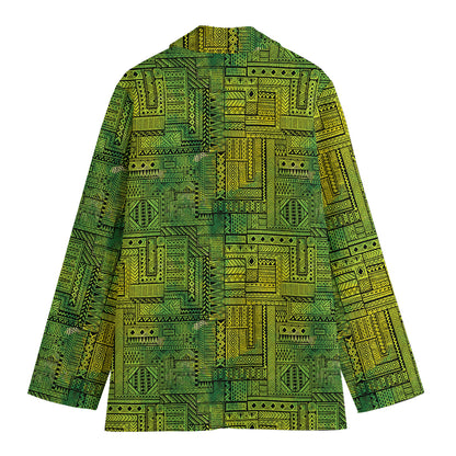 Green And Black African Ethnic Print Women's Blazer