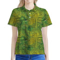 Green And Black African Ethnic Print Women's Polo Shirt