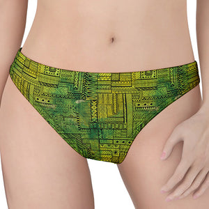 Green And Black African Ethnic Print Women's Thong