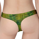 Green And Black African Ethnic Print Women's Thong