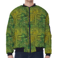 Green And Black African Ethnic Print Zip Sleeve Bomber Jacket