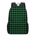 Green And Black Buffalo Check Print 17 Inch Backpack