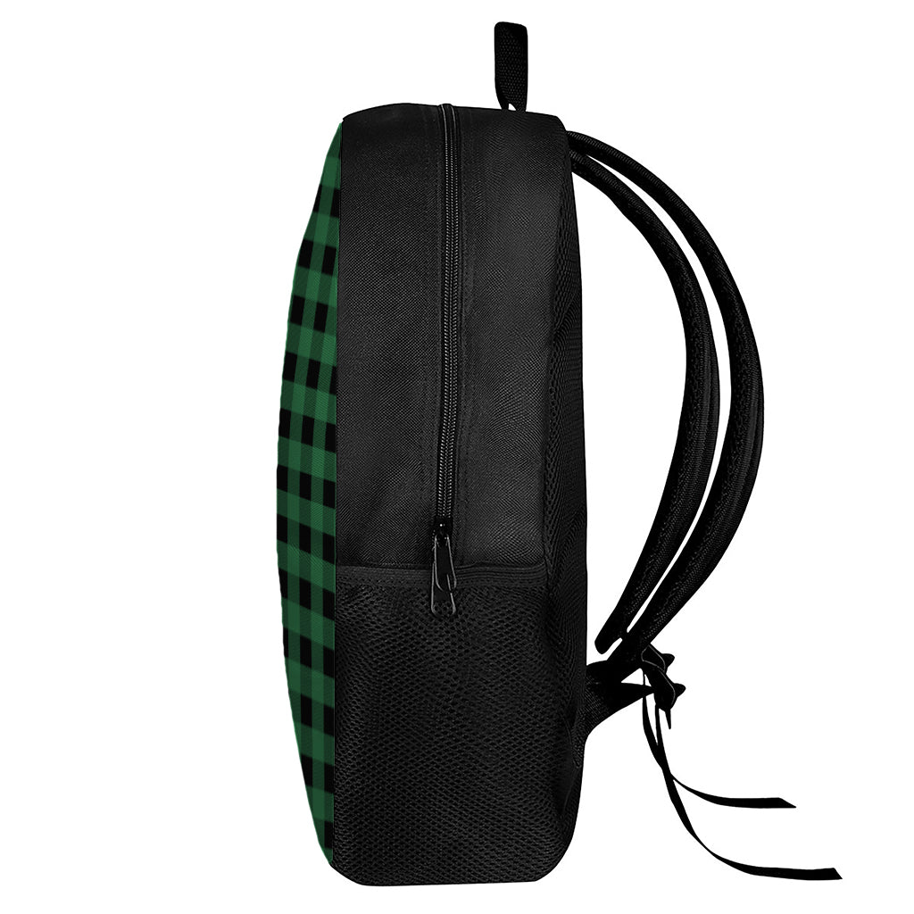 Green And Black Buffalo Check Print 17 Inch Backpack