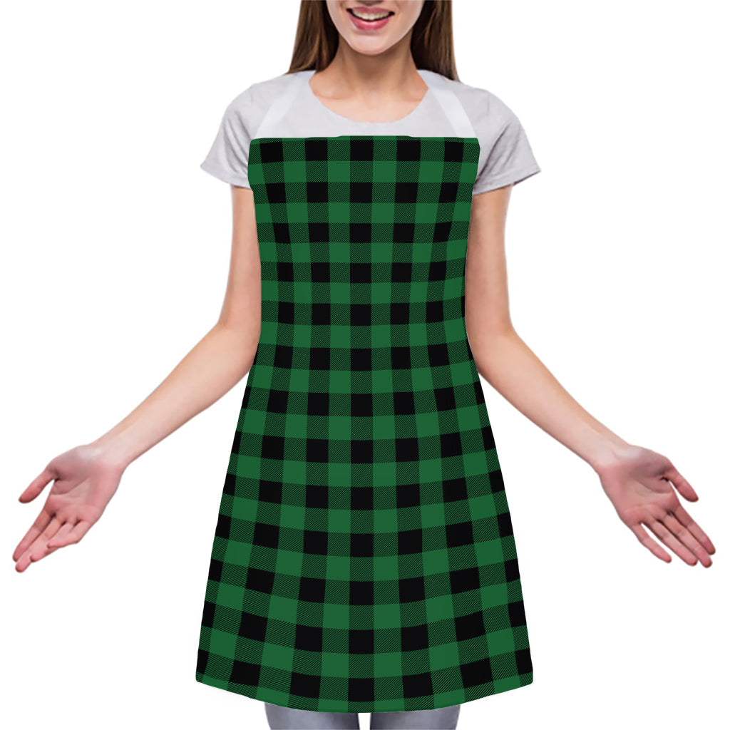 Green And Black Buffalo Check Print Adjustable Apron