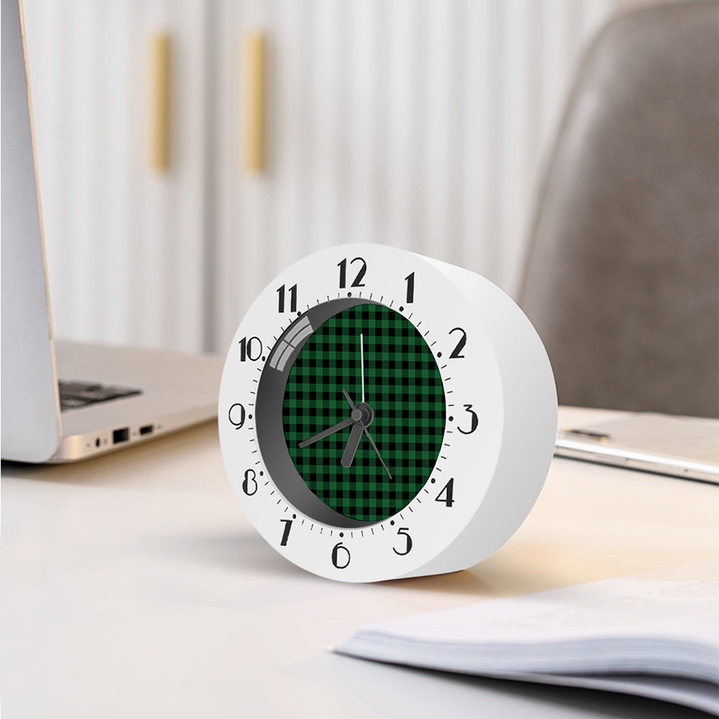 Green And Black Buffalo Check Print Alarm Clock