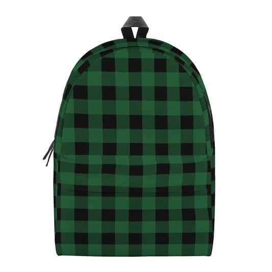Green And Black Buffalo Check Print Backpack