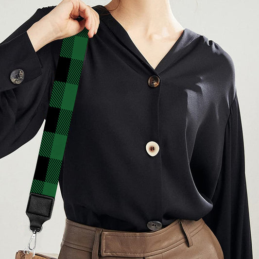 Green And Black Buffalo Check Print Bag Strap