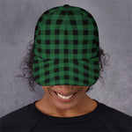 Green And Black Buffalo Check Print Baseball Cap