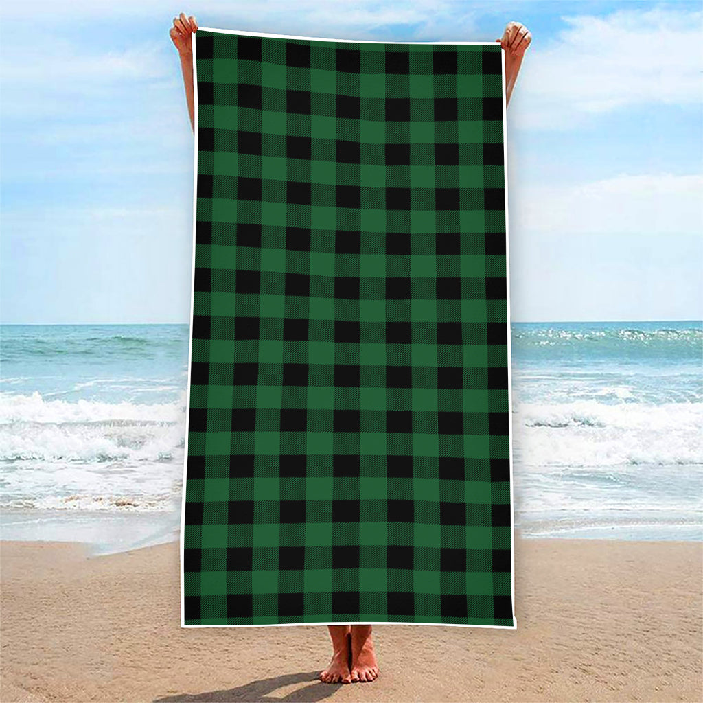 Green And Black Buffalo Check Print Beach Towel