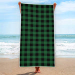 Green And Black Buffalo Check Print Beach Towel
