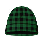Green And Black Buffalo Check Print Beanie