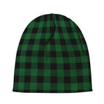 Green And Black Buffalo Check Print Beanie