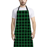 Green And Black Buffalo Check Print Bib Apron With Pocket