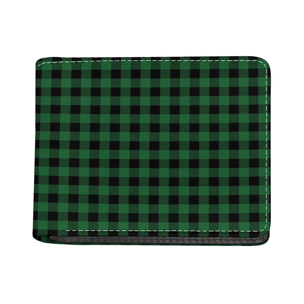 Green And Black Buffalo Check Print Bifold Wallet