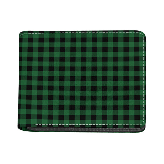 Green And Black Buffalo Check Print Bifold Wallet