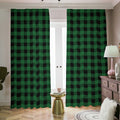 Green And Black Buffalo Check Print Dimout Pencil Pleat Curtains