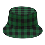 Green And Black Buffalo Check Print Bucket Hat
