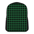 Green And Black Buffalo Check Print Casual Backpack