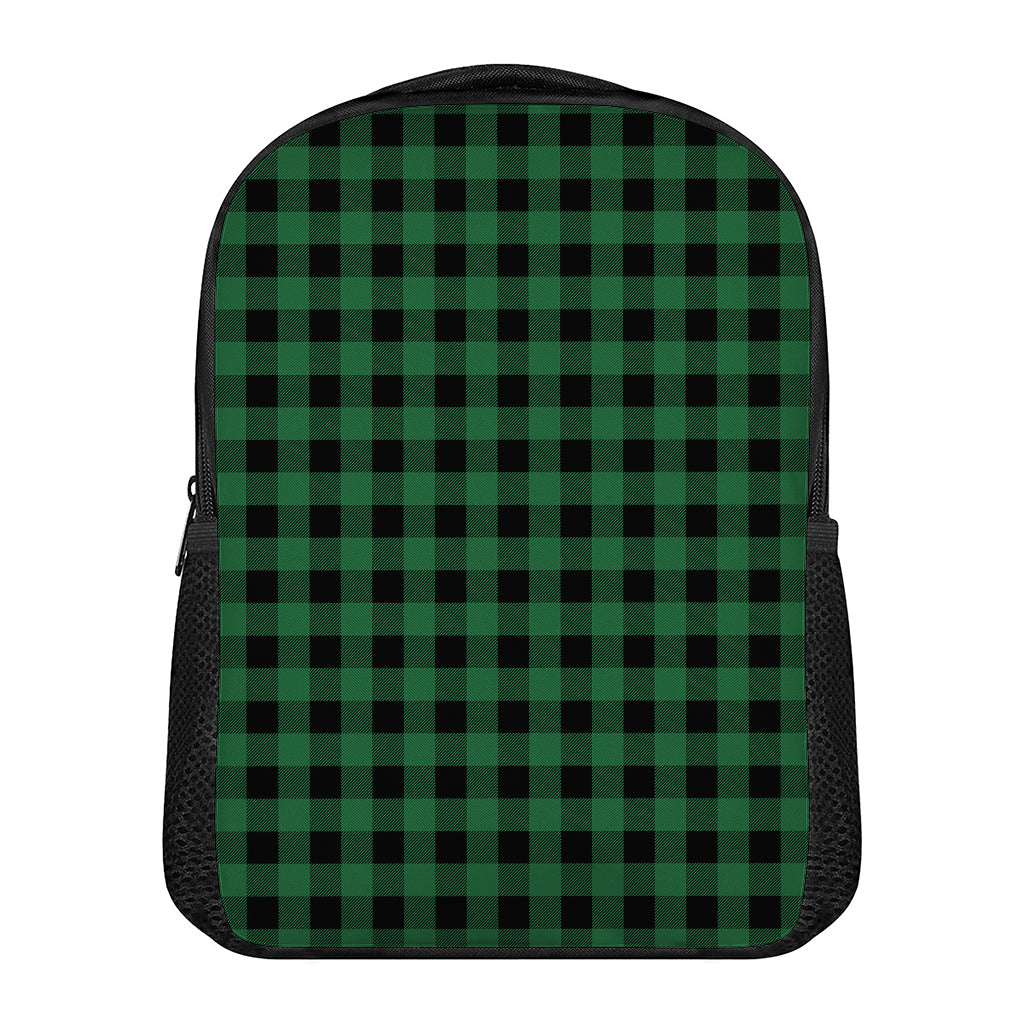 Green And Black Buffalo Check Print Casual Backpack