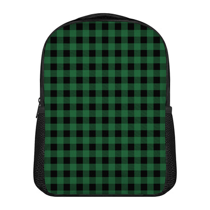 Green And Black Buffalo Check Print Casual Backpack