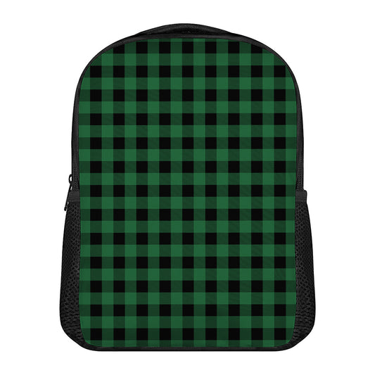 Green And Black Buffalo Check Print Casual Backpack