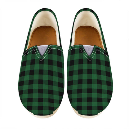 Green And Black Buffalo Check Print Casual Shoes