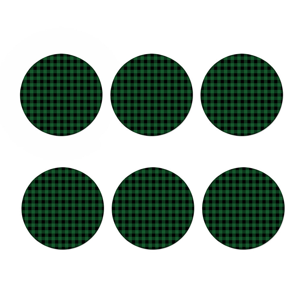 Green And Black Buffalo Check Print Coaster Set