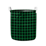 Green And Black Buffalo Check Print Collapsible Laundry Basket