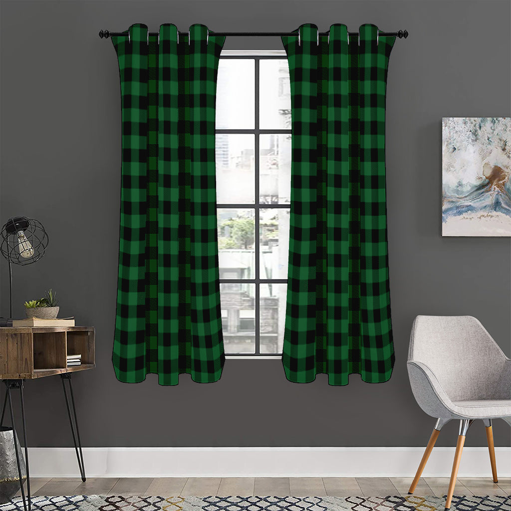 Green And Black Buffalo Check Print Curtain