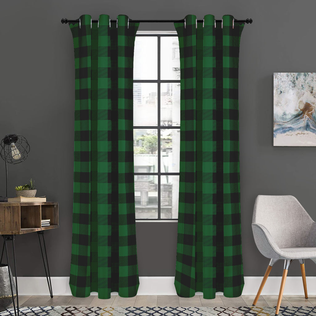 Green And Black Buffalo Check Print Curtain