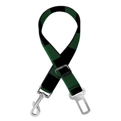 Green And Black Buffalo Check Print Dog Seat Belt