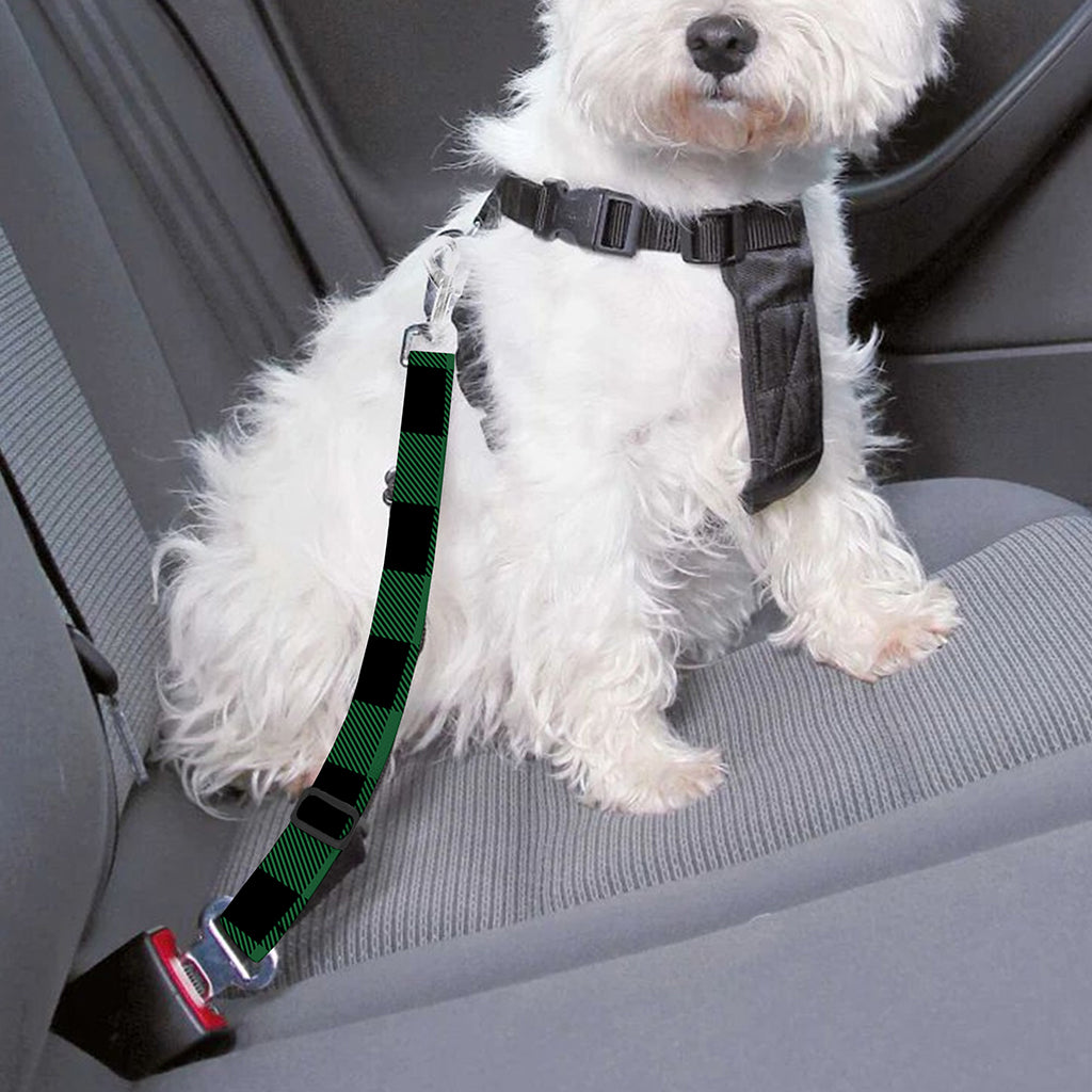 Green And Black Buffalo Check Print Dog Seat Belt