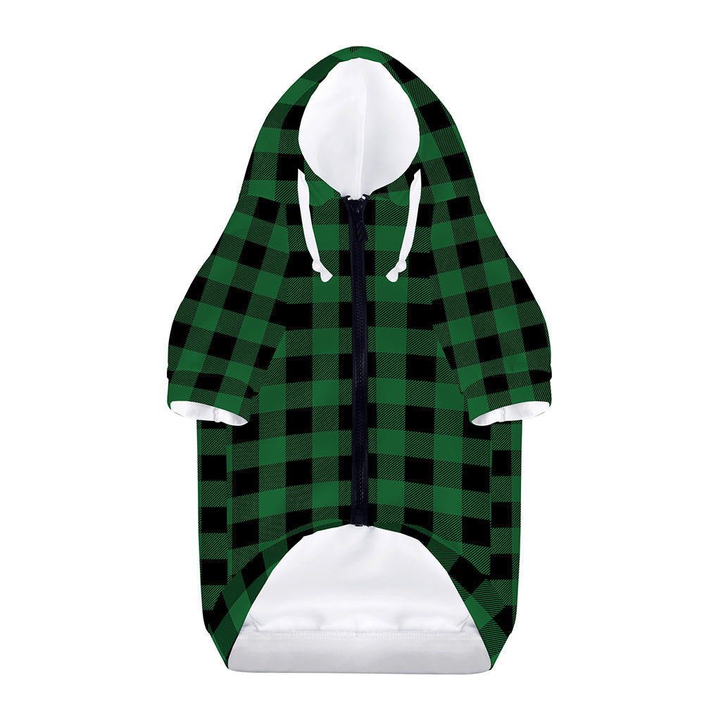 Green And Black Buffalo Check Print Dog Zip Up Hoodie