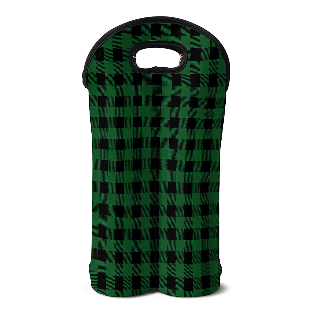 Green And Black Buffalo Check Print Double Neoprene Wine Tote