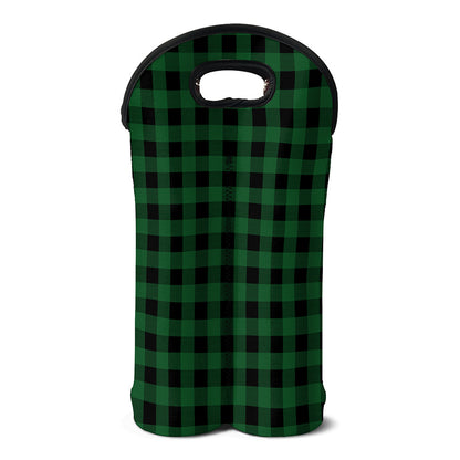 Green And Black Buffalo Check Print Double Neoprene Wine Tote