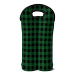 Green And Black Buffalo Check Print Double Neoprene Wine Tote