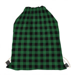 Green And Black Buffalo Check Print Drawstring Bag