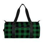 Green And Black Buffalo Check Print Gym Bag
