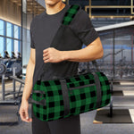 Green And Black Buffalo Check Print Gym Bag